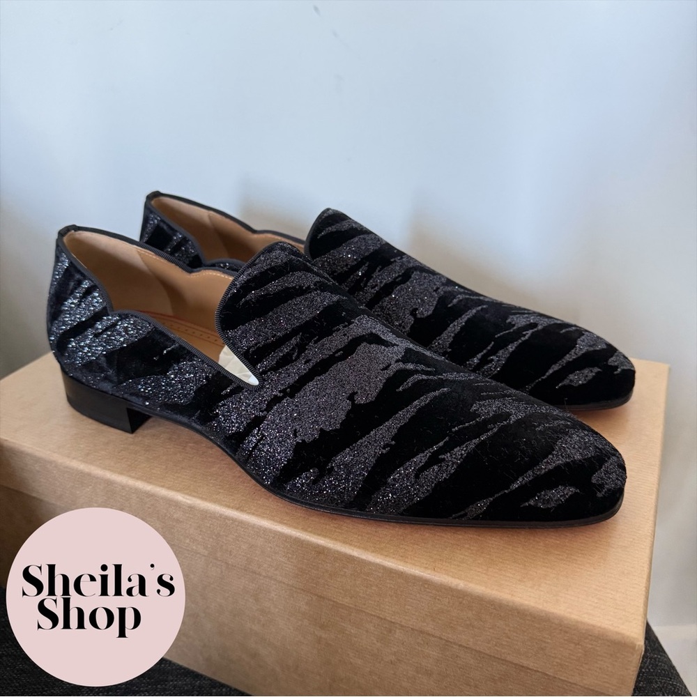 NIB Christian Louboutin Dandy Chick Orlato Black Zebra Loafers Size 42.5